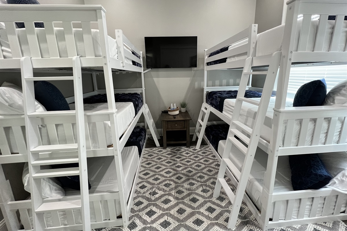 New setup for this. bunk room, including amazon smart TV.