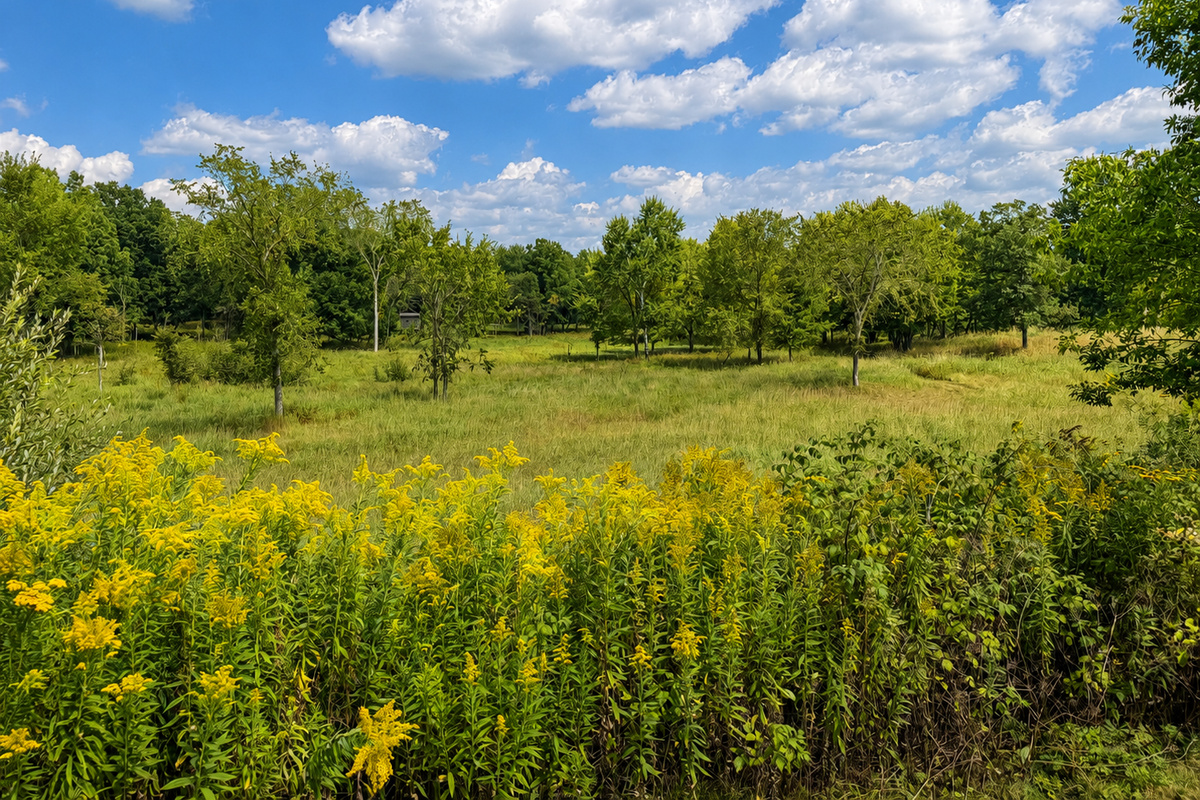 Peaceful Northwoods scenery surrounds the property, offering open views, seasonal wildflowers, fresh air, and a relaxing Wisconsin setting away from the everyday rush.