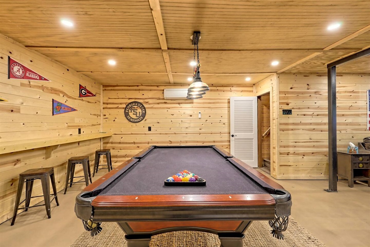 Pool Table and stairs to Main Floor