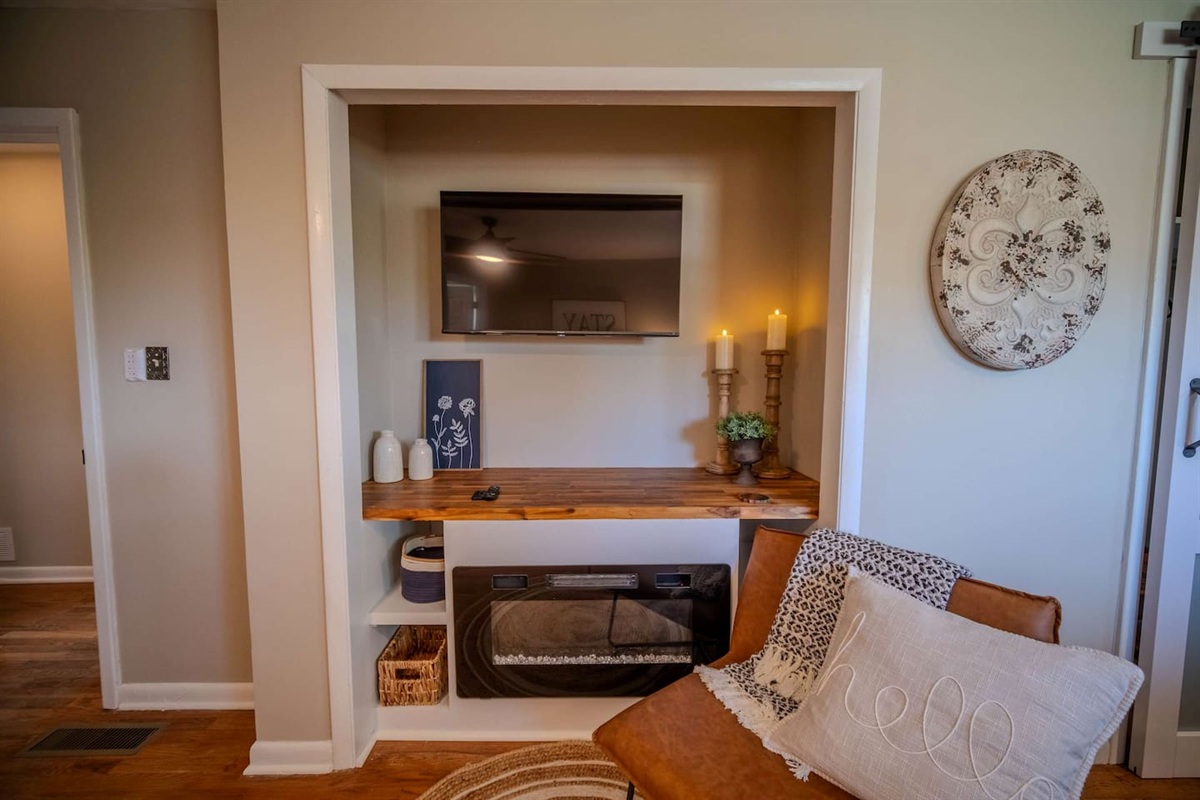 Bedroom 1 | Electric Fireplace | Smart TV