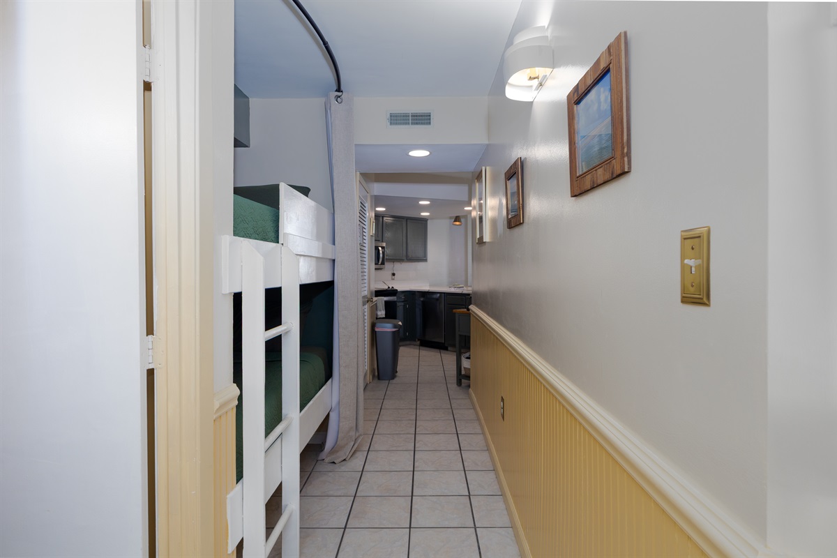 View of the hallway leading into the kitchen