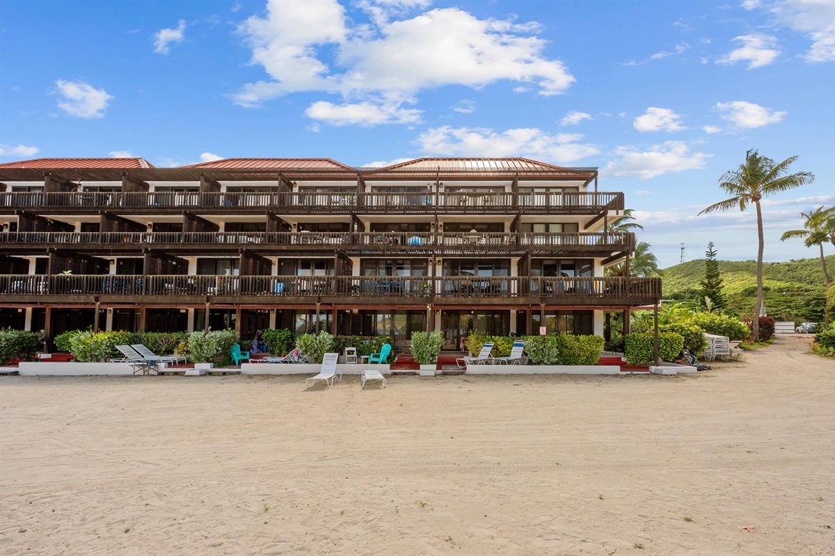 Building C from the beach - C302 is located the top two floors (second from the right)