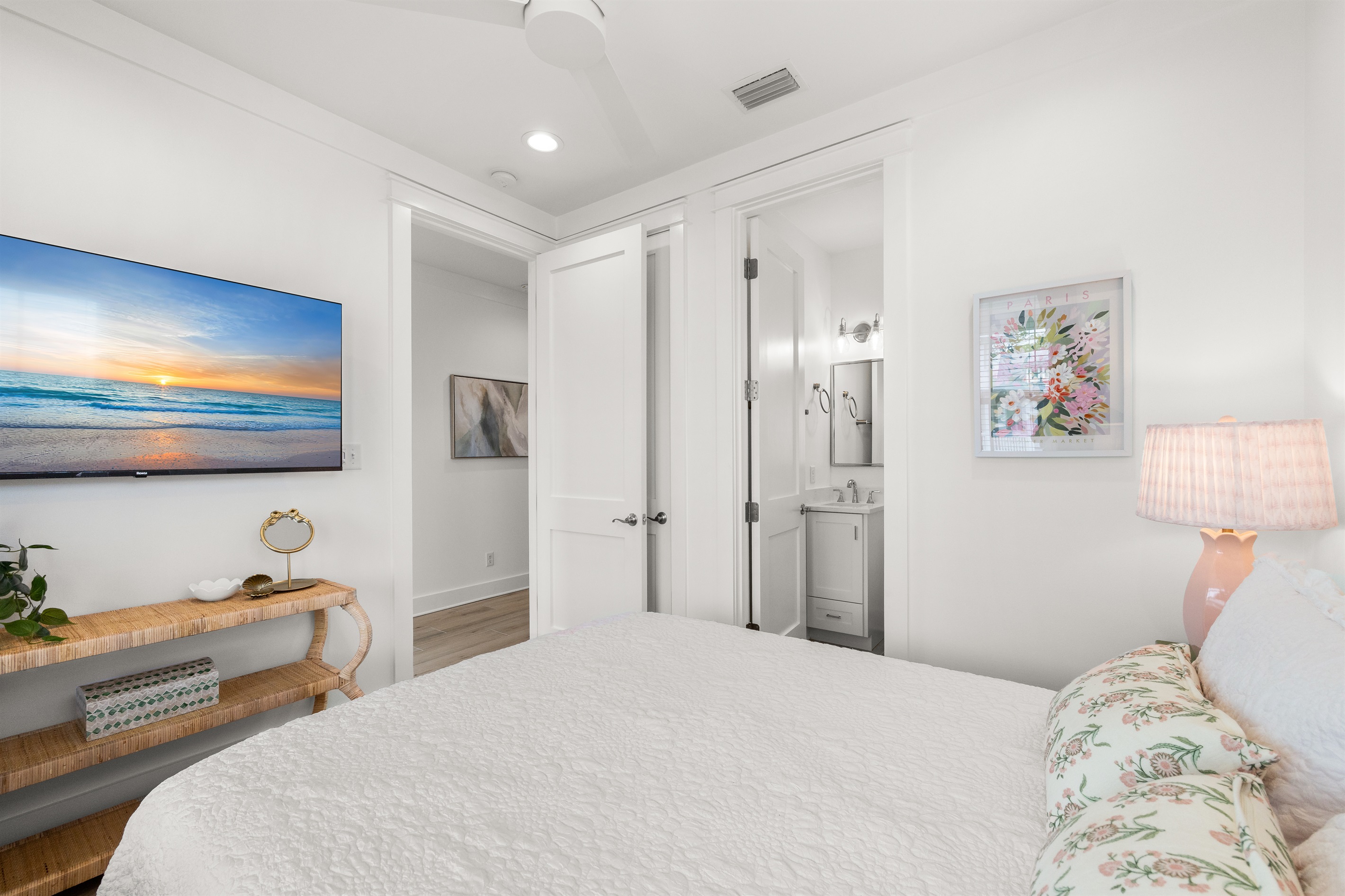 Bright and inviting, this queen suite offers a comfortable space to unwind after a day of adventure.