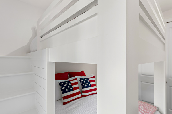 The custom bunk comes with stairs so the top bunk is easy to access