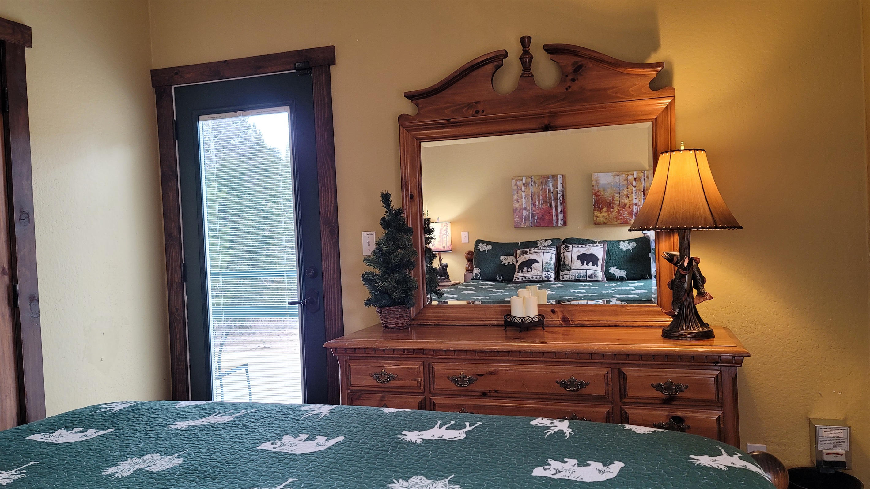 King size bed with access to the wraparound deck