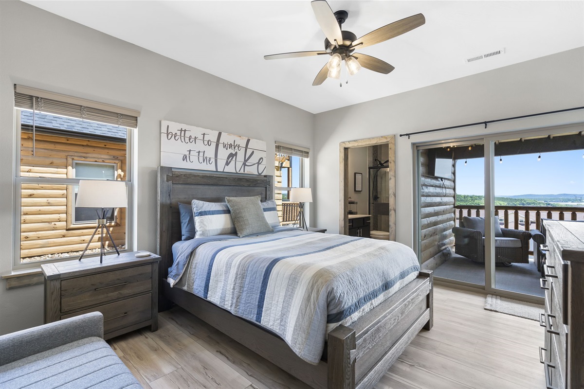 Queen bedroom #2 with ensuite bathroom and slider to access the back patio