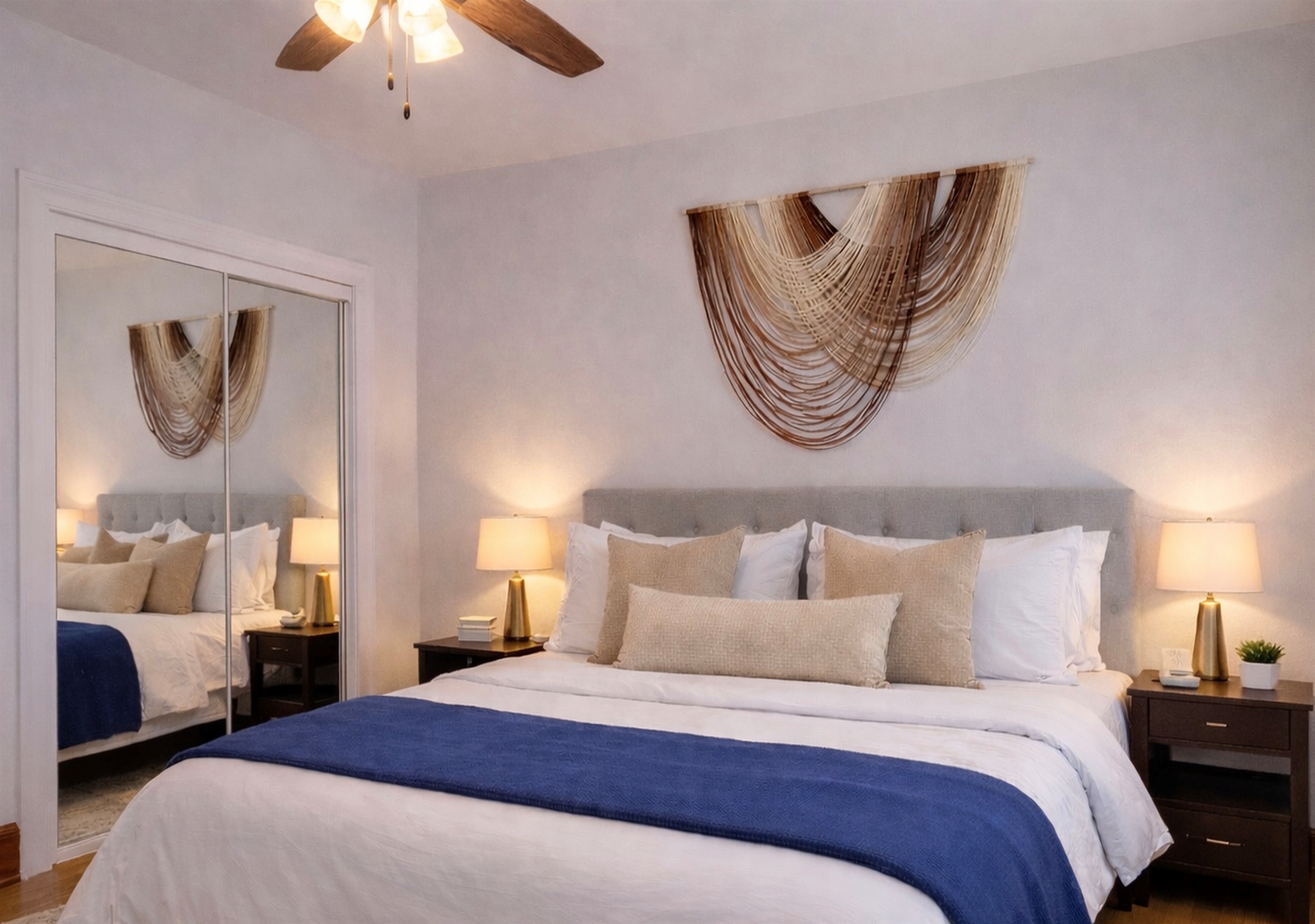 Bright, comfortable bedroom with crisp bedding and peaceful natural light. Perfect for couples, families, or extended stays.