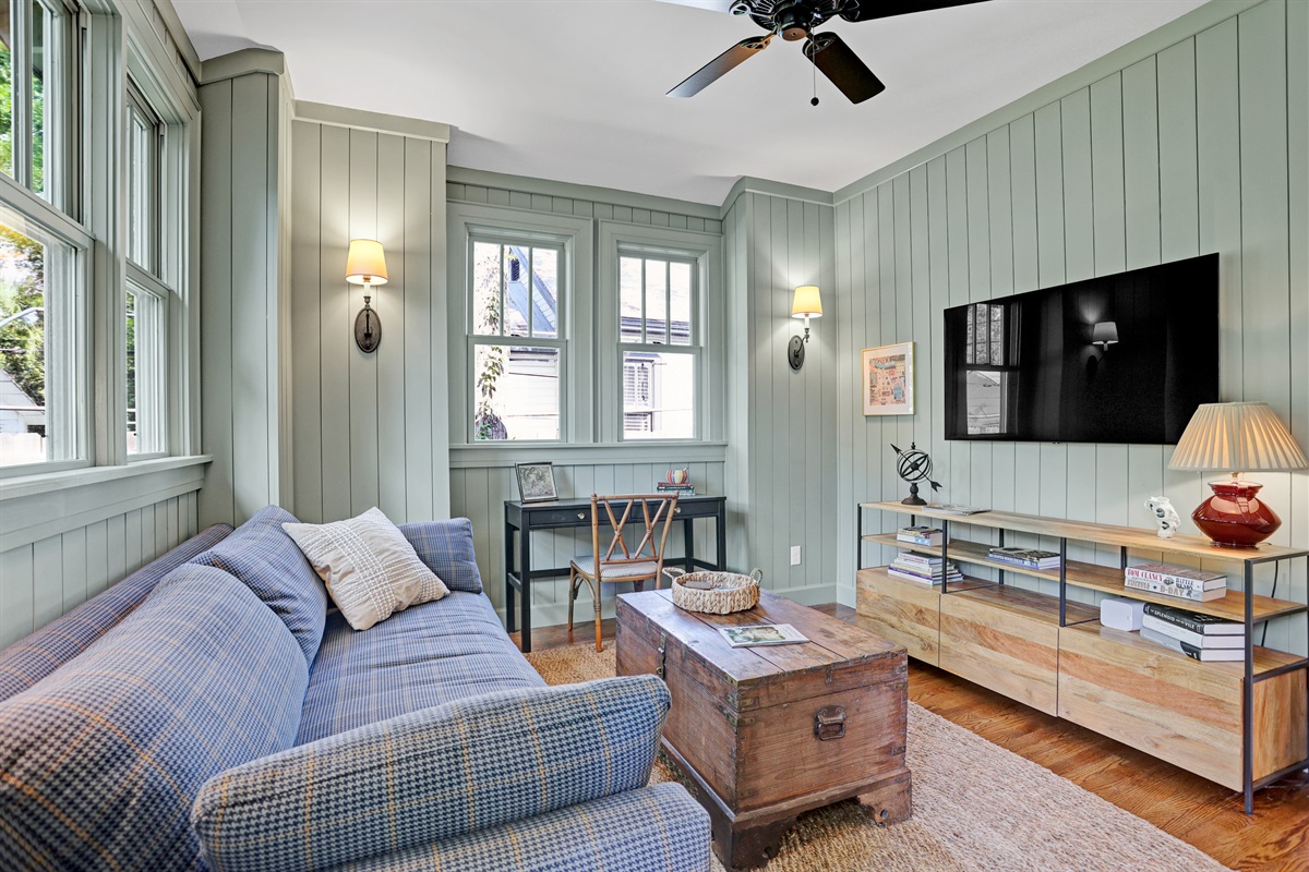 Kick back with your favorite shows or movies on the smart TV in this casual, comfy retreat.