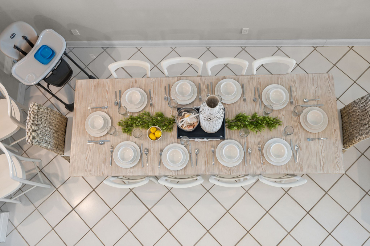 Top view of the cozy, spacious dining area. 