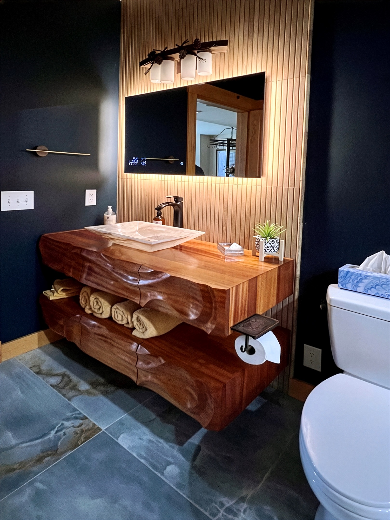 Spa bathroom, LED antifog mirror