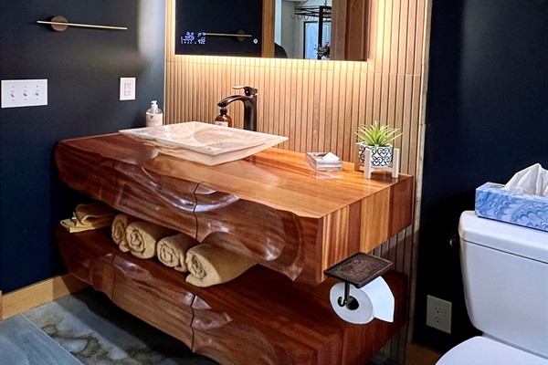 Spa bathroom, LED antifog mirror