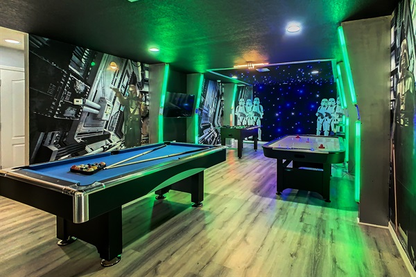 Star Wars Game Room-Play Pool, Foosball, Air Hockey And Watch TV