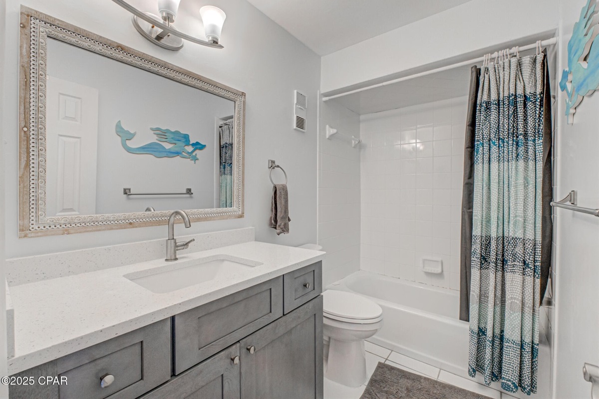 Master bathroom with updated fixtures.