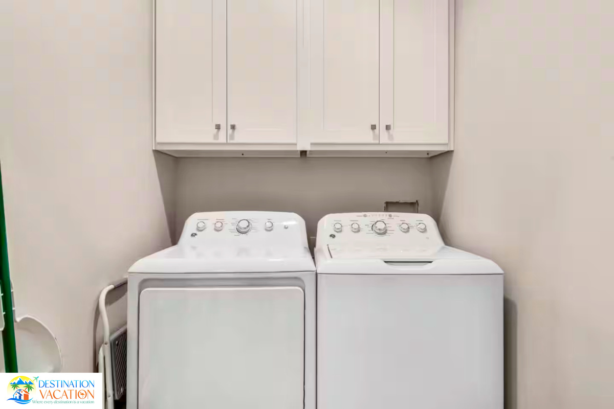 Convenient laundry space keeps vacation routines effortless.