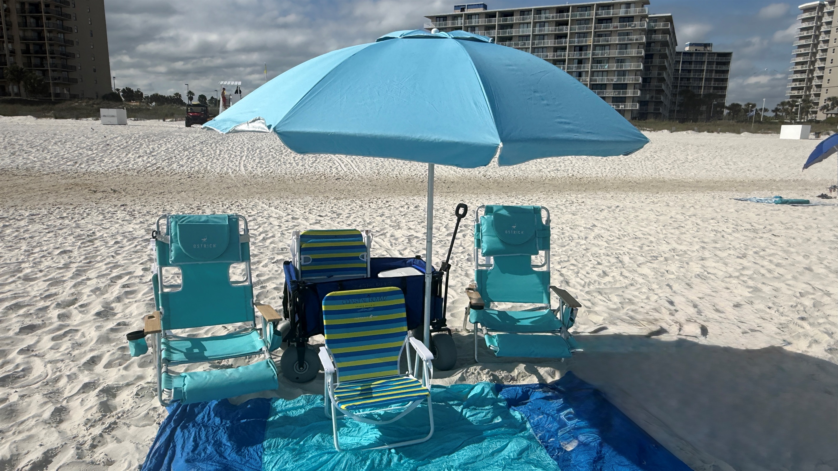 No need to bring the chairs.. we have them, along with umbrella, toys, and a beach wagon to haul them!
