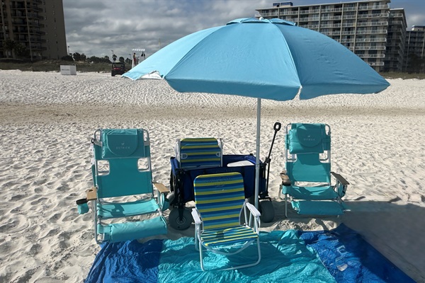 No need to bring the chairs.. we have them, along with umbrella, toys, and a beach wagon to haul them!