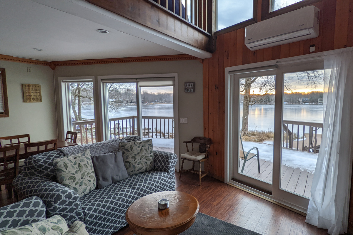 Lakefront living room view