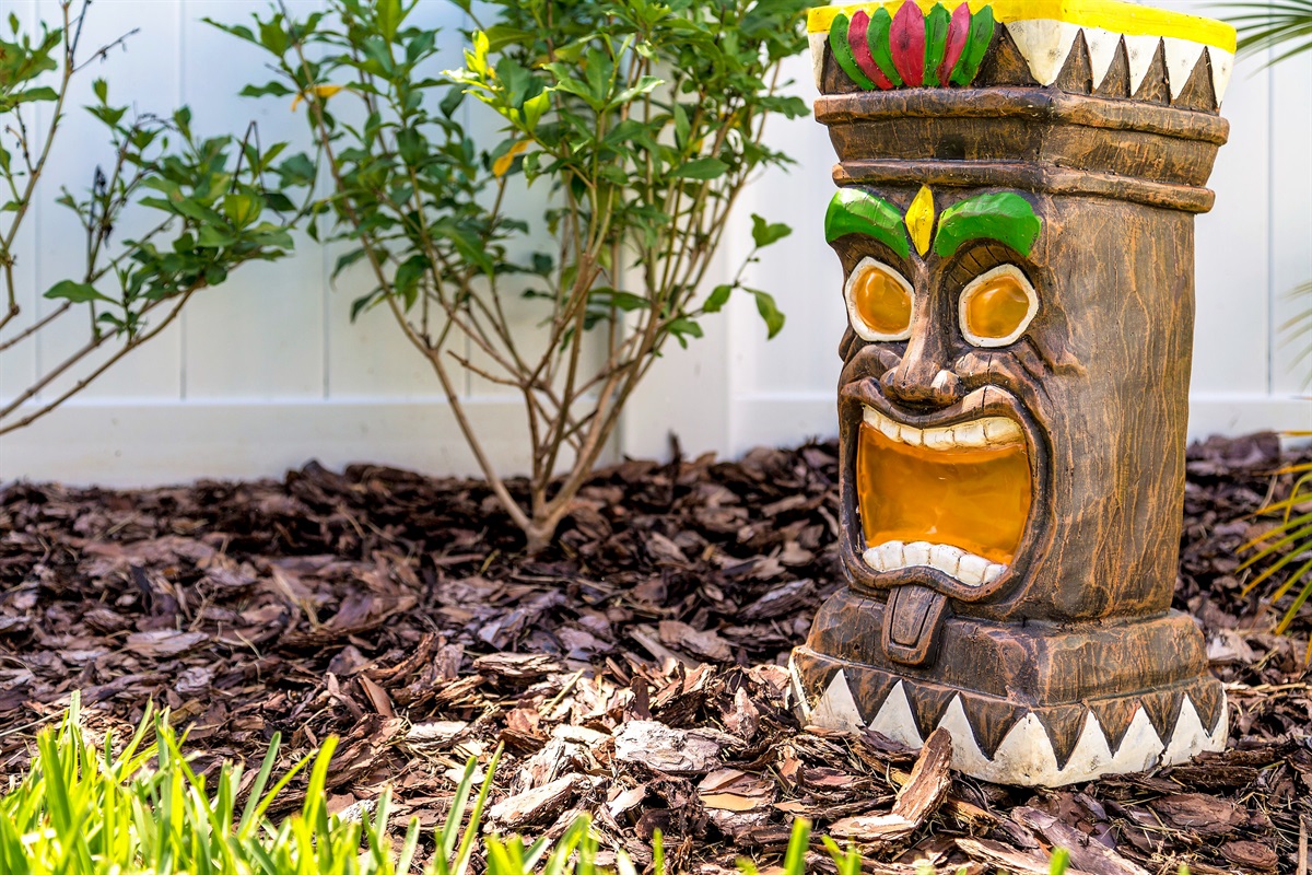 Our tikis are the guardians of the pool.
