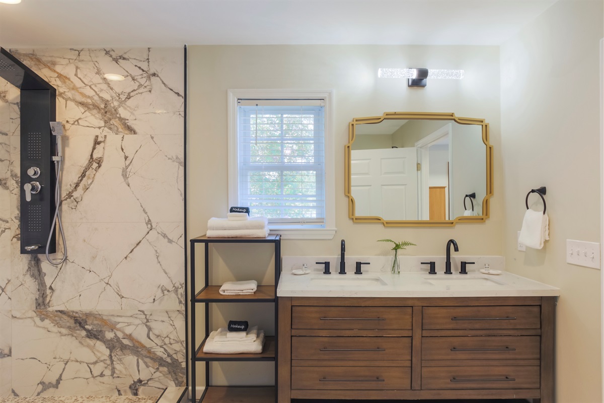 Spacious vanity offers plenty of room to get ready with ease.