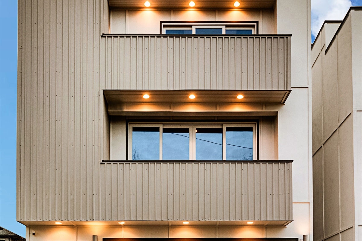 The property is 4 stories and each level has a walkout balcony with downtown views
