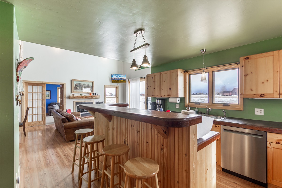 Bar seating in the kitchen for those extra guests!