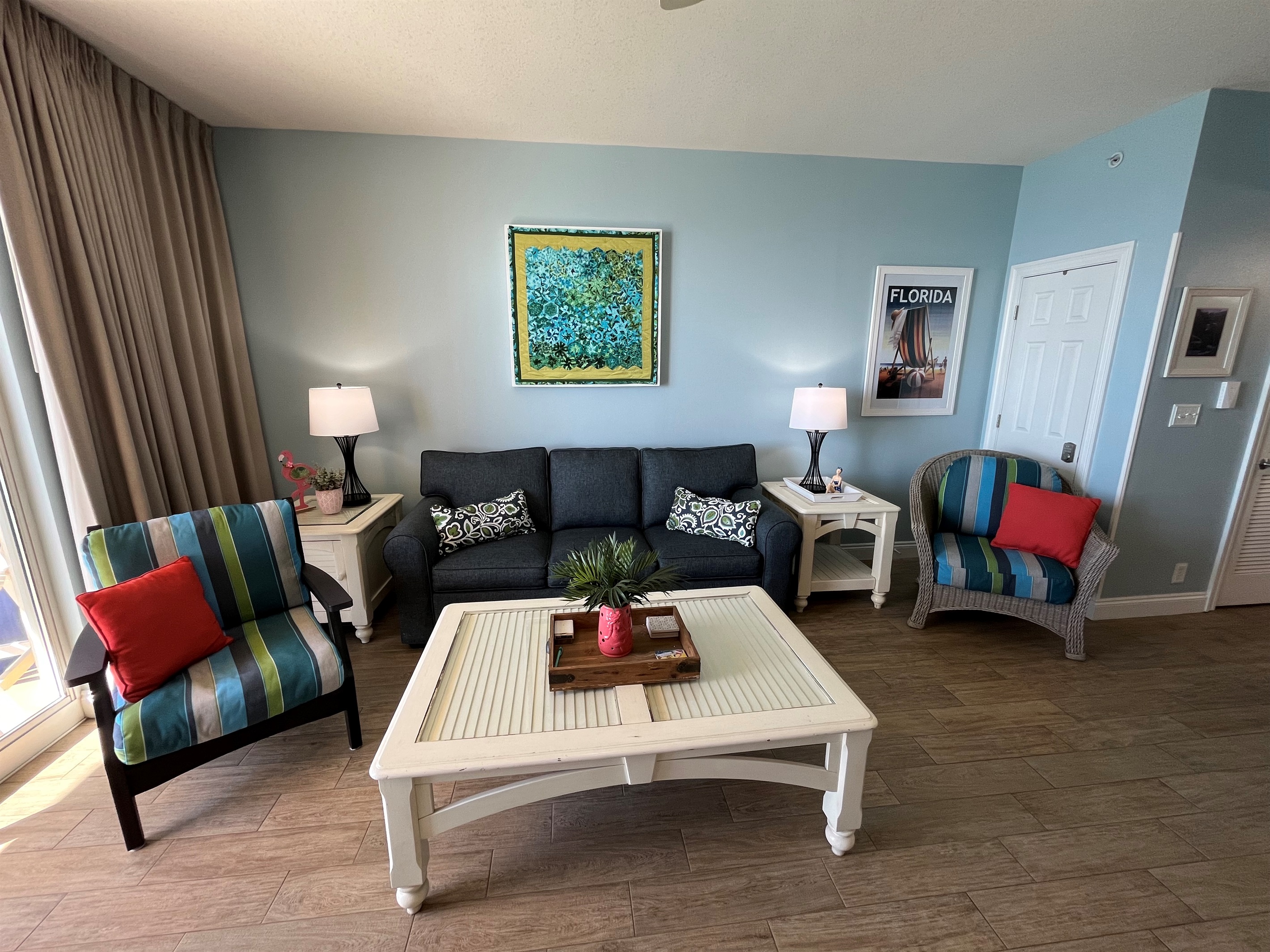 Relax in style. Plenty of comfortable seating for the whole family after a day in the sun.