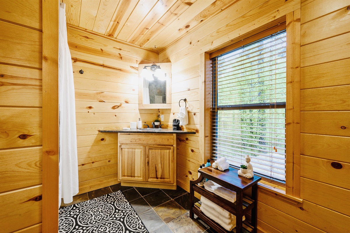 Spacious guest bathroom