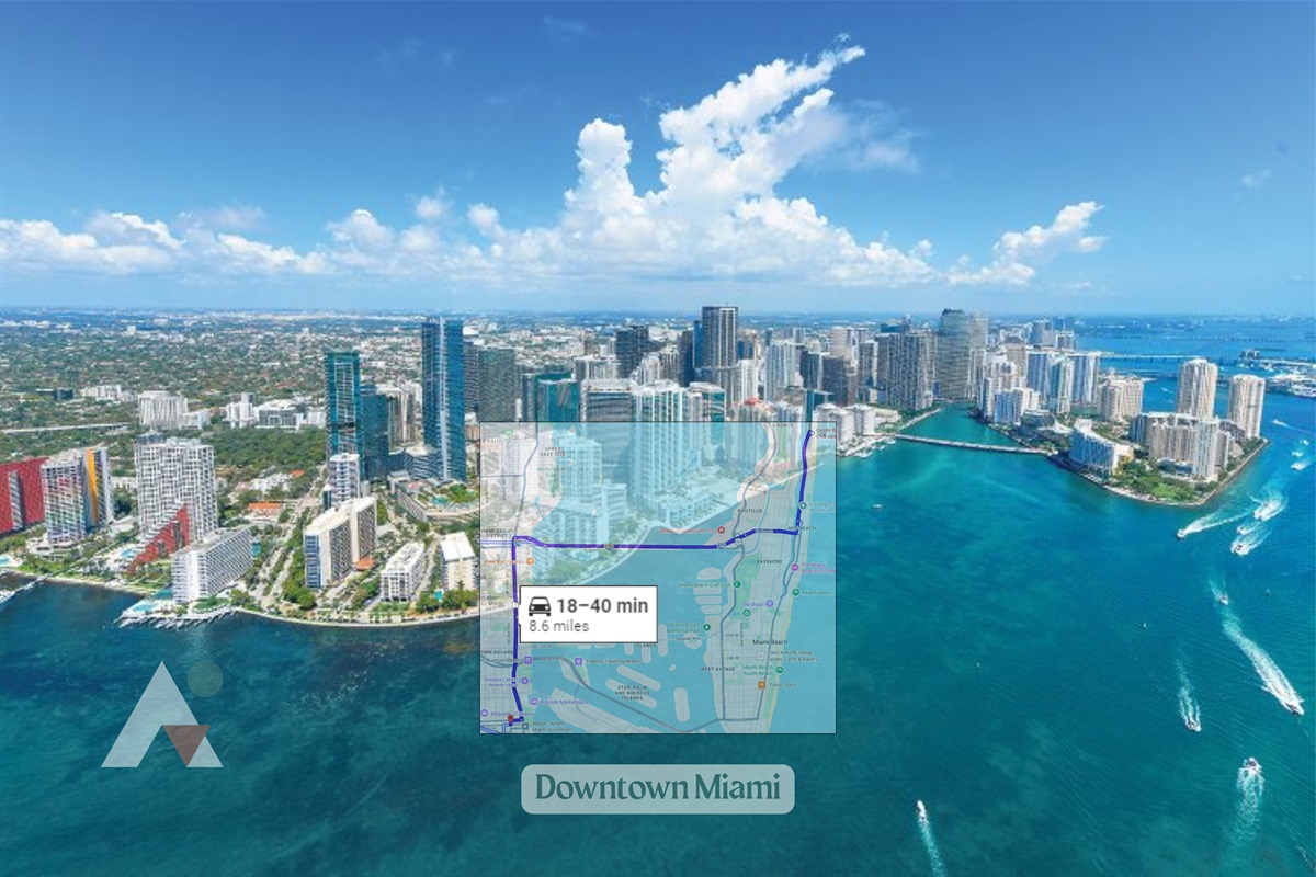 Downtown Miami is the bustling central financial district of the city, located across Biscayne Bay. The district features sleek modern skyscrapers, major cultural venues like the Adrienne Arsht Center, and shopping at Bayside Marketplace. 