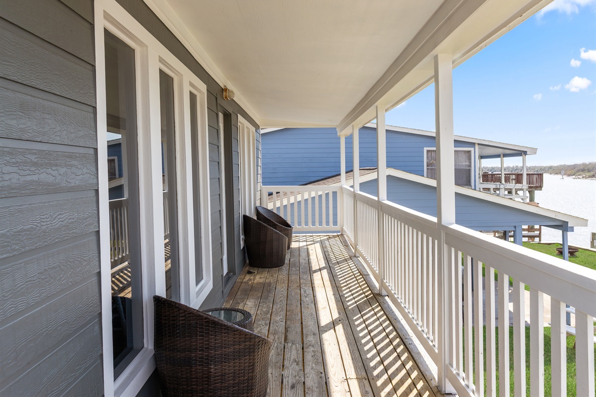 Porch with view of river.(upstairs)