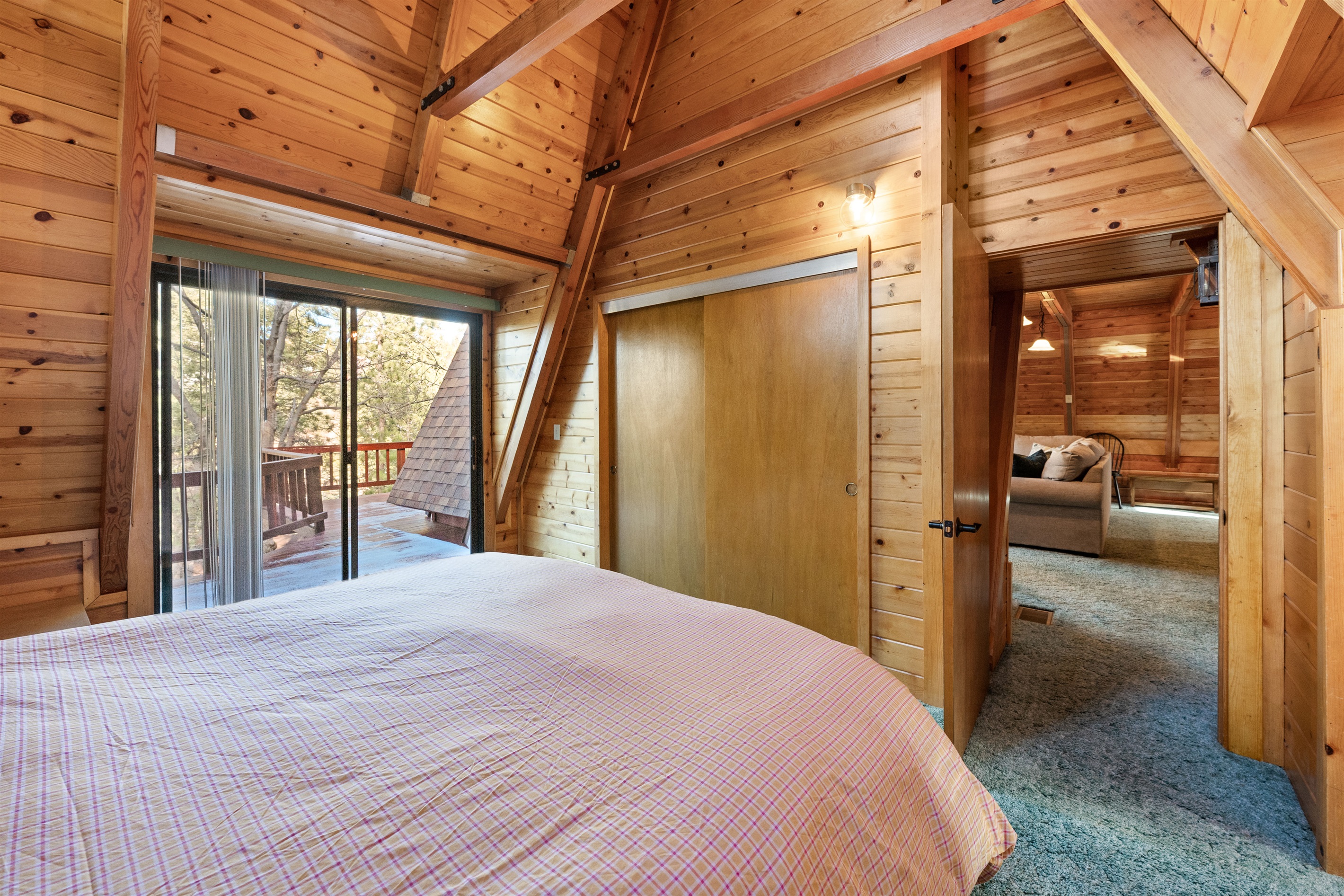 Master bedroom has direct access to back deck