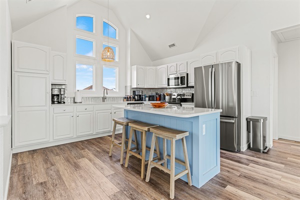 Newly remodeled kitchen and island