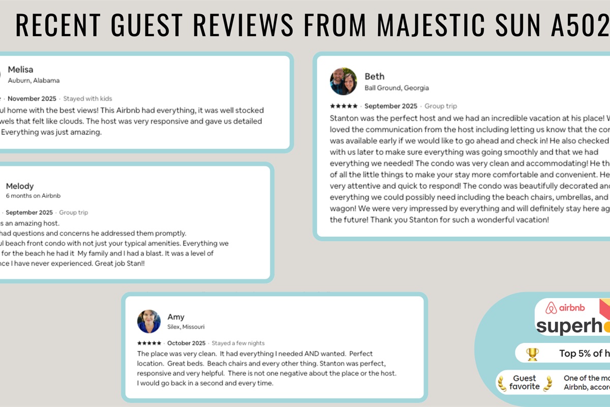 Recent reviews from happy guests show that you are in good hands!