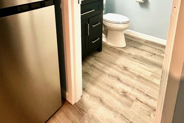 Updated bathroom and new flooring throughout. 