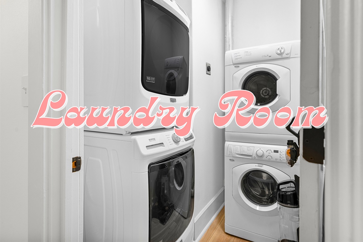 The laundry room is conveniently equipped with a washer and dryer, so you can pack light and always feel at home.