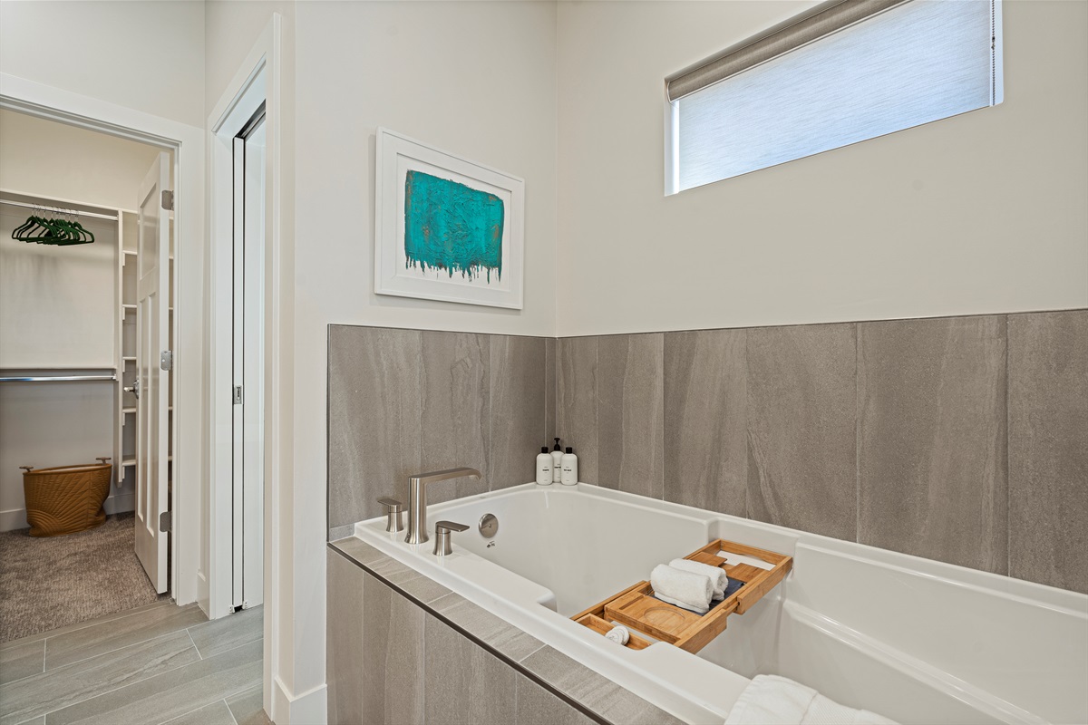 Spa-style soaking tub for ultimate relaxation.