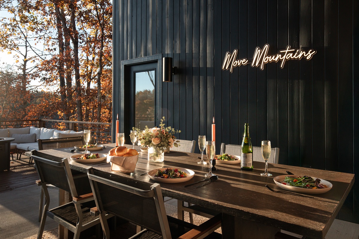 {Events} Designed for unforgettable moments—this space transforms beautifully for rehearsal dinners, with candlelit tables and sweeping mountain scenery.