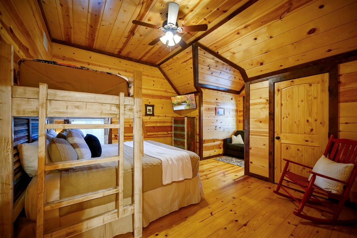 Bedroom 4: King bed with twin bunk on top.