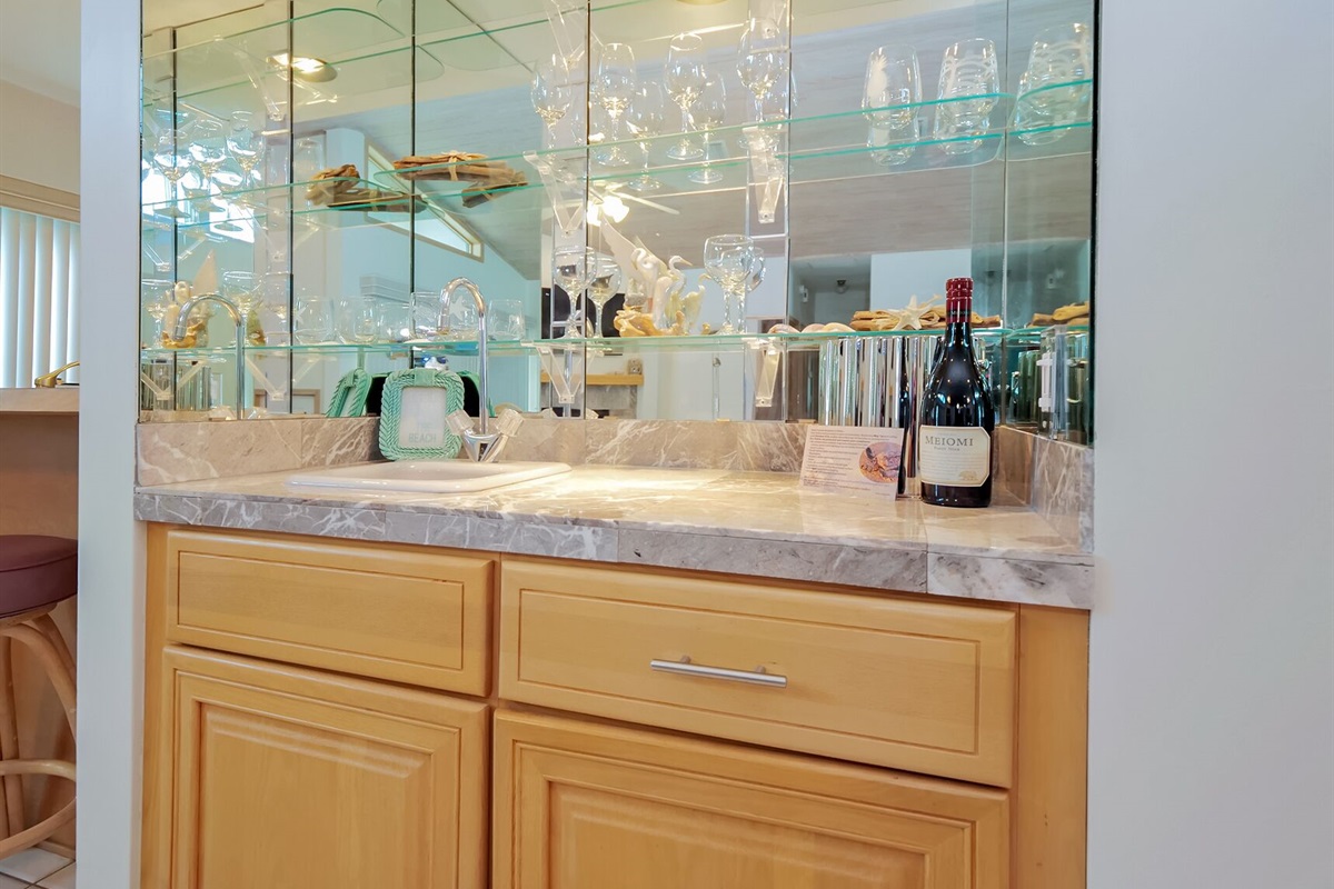 Wet bar in large family room
