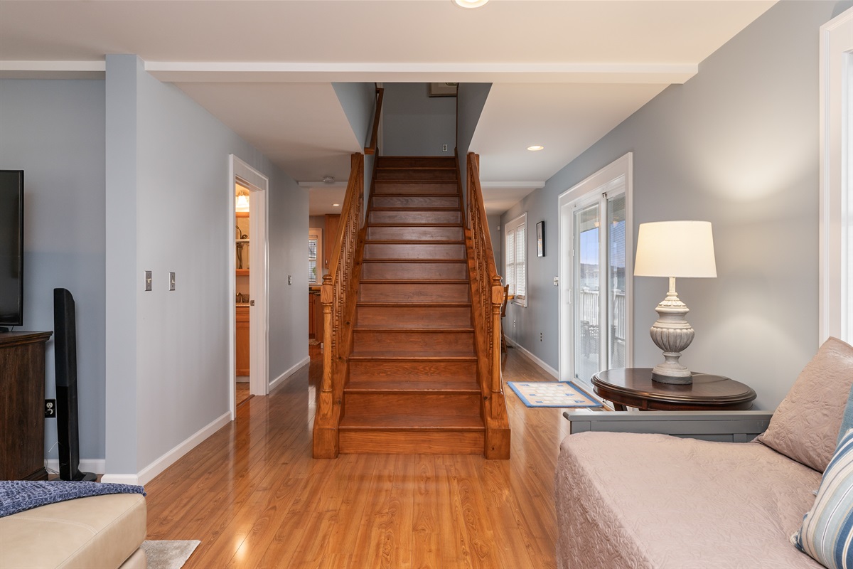 Beautiful staircase leading to the upstairs