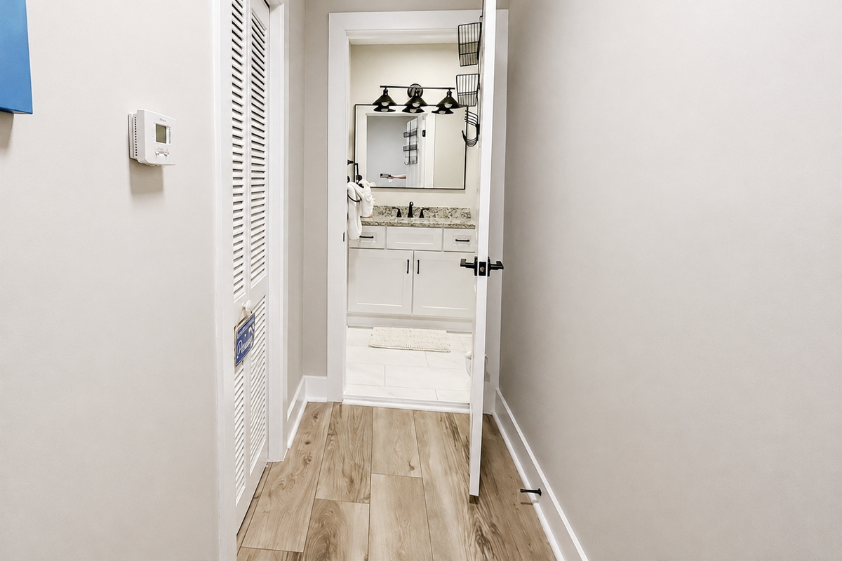 Hall to full bath, separate entry, not inside a bedroom