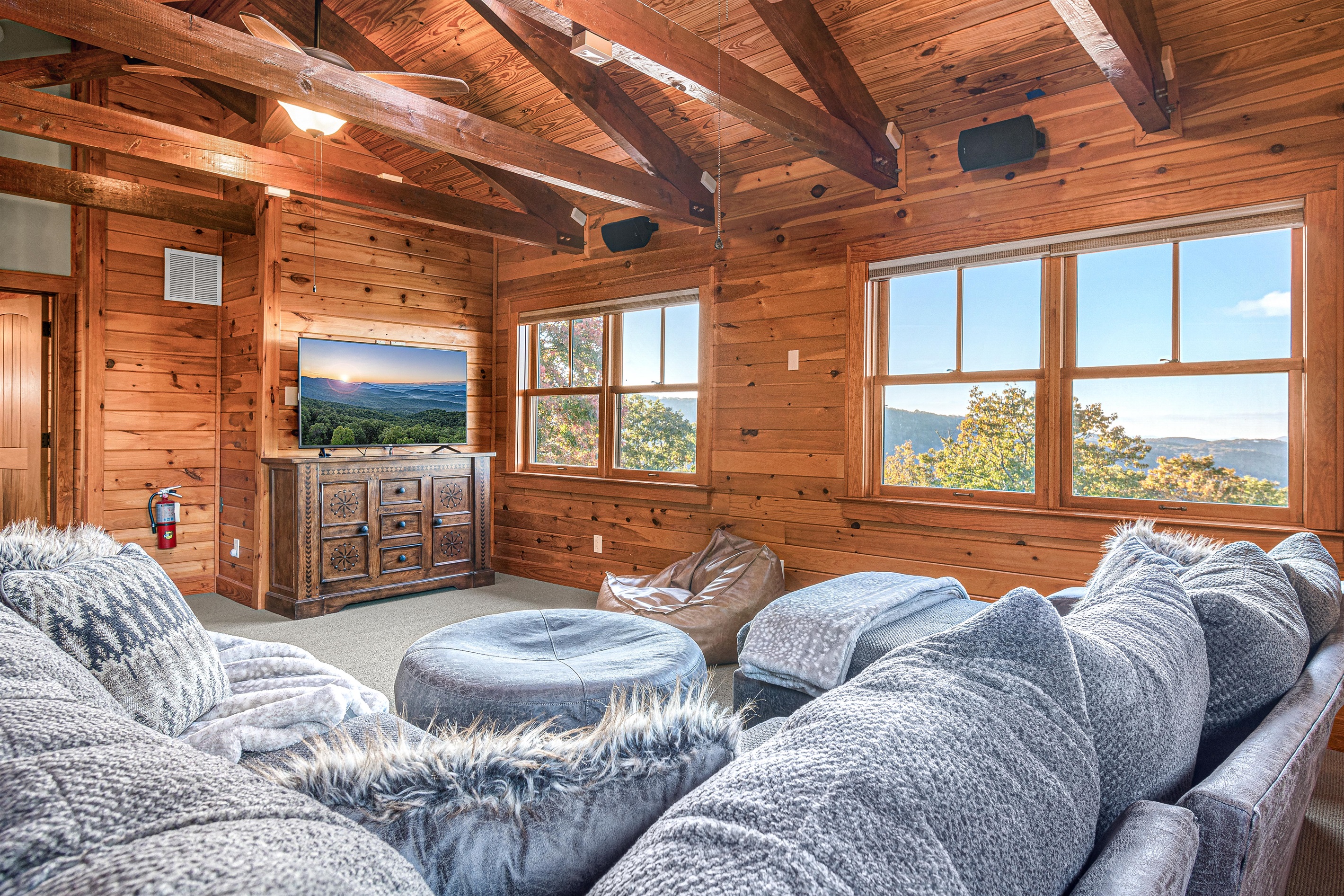 Main House: Upstairs loft and TV room with amazing views and new sectional.