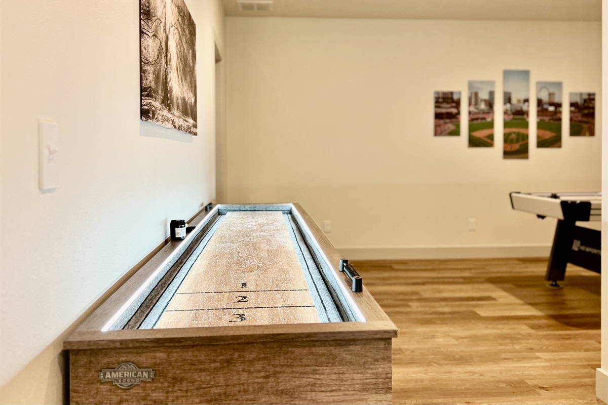 Shuffle board table all lit up!