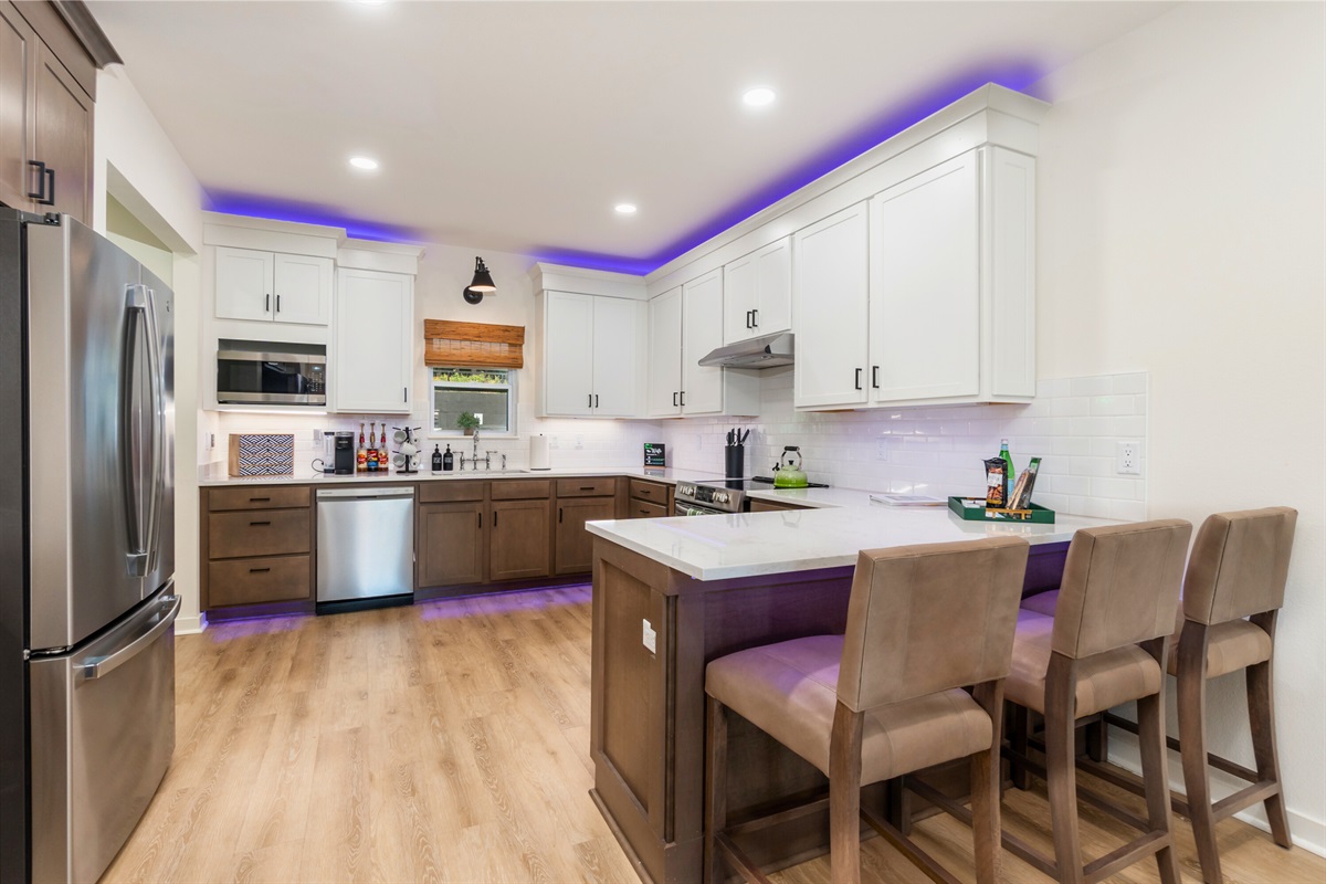 Kitchen Island Provides Additional Seating for 3