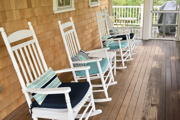 4 porch rocker + two ceiling fans =  never too hot to sit on the porch.