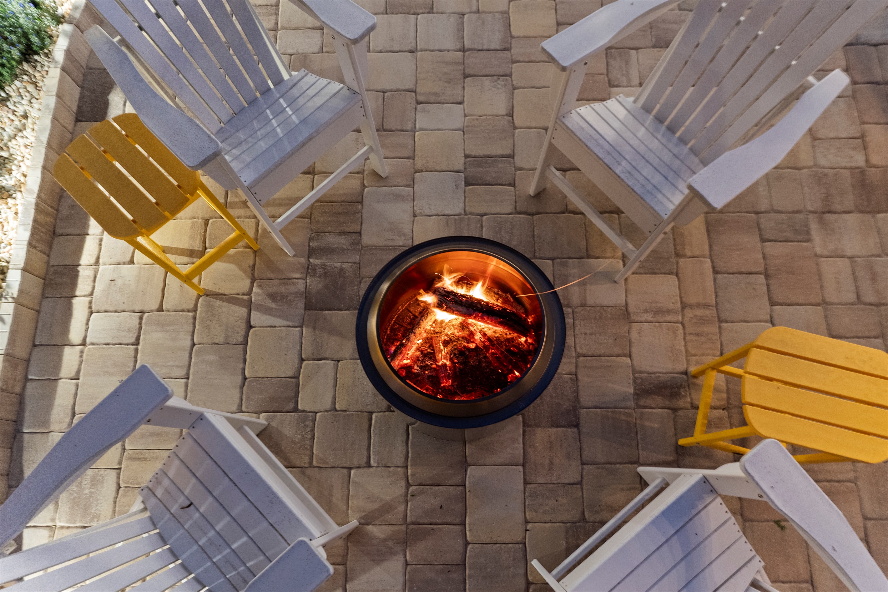 Relax by a cozy wood-burning fire pit