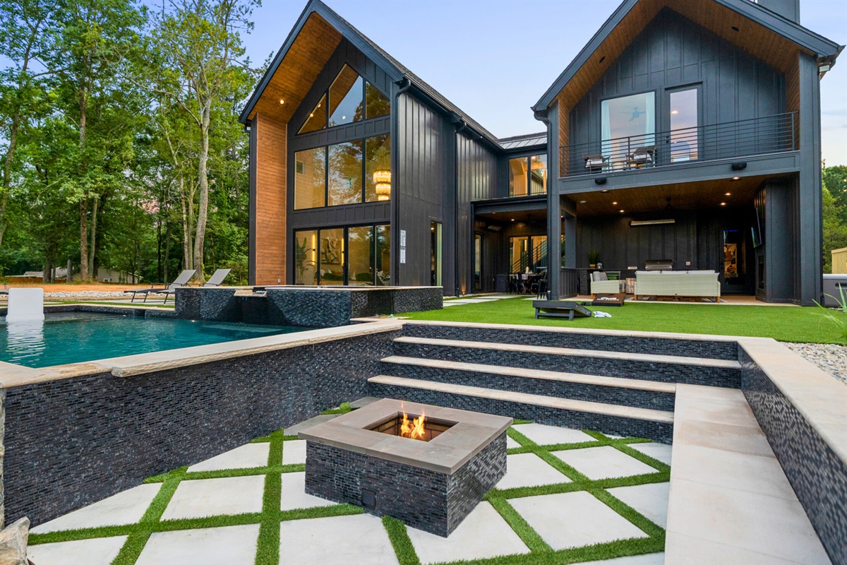 The perfect backdrop for your outdoor gatherings, our pool and fire pit area create a serene and welcoming atmosphere.
