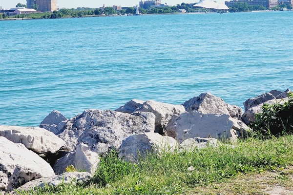 Riverwalk close to the Detroit River