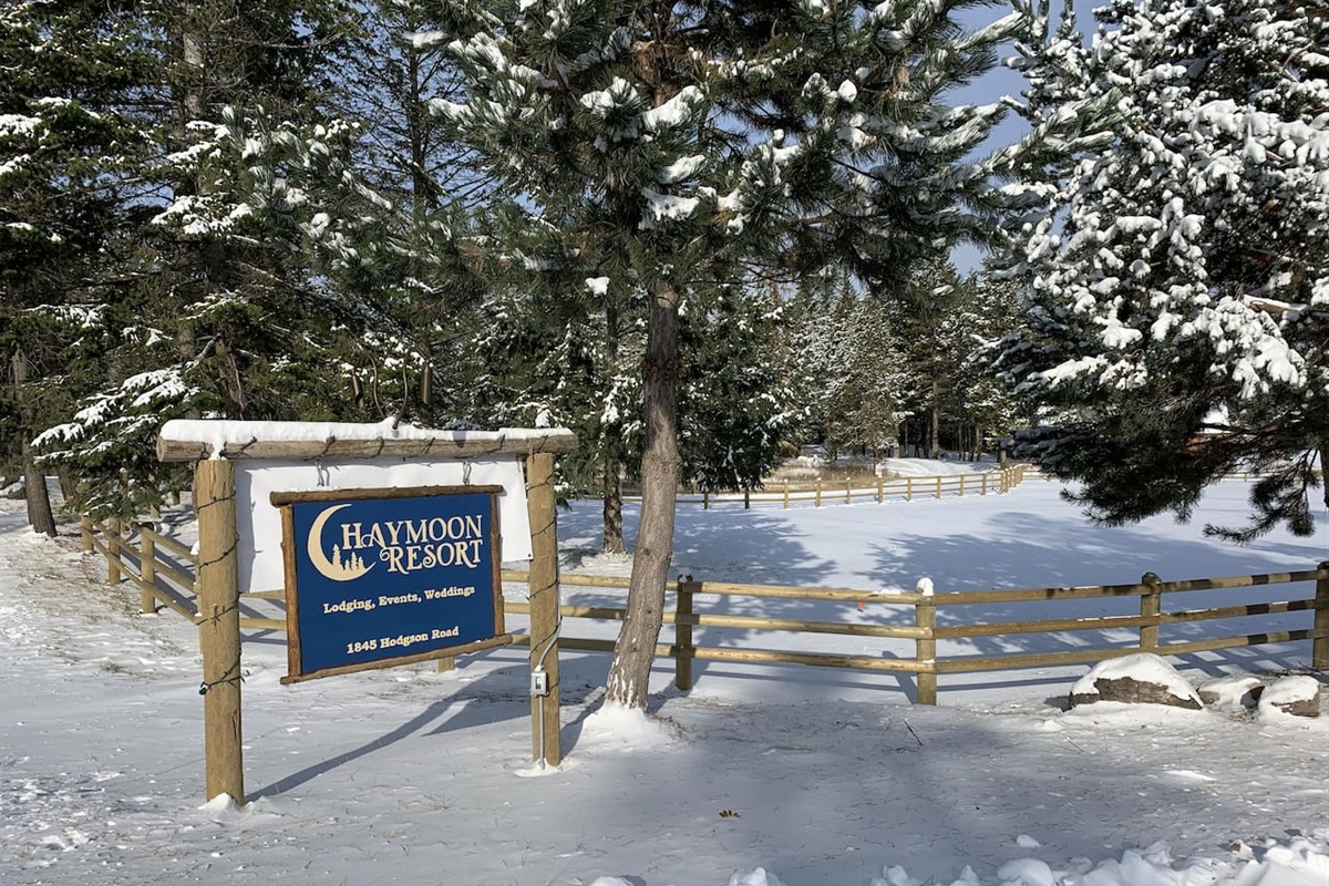 Entrance sign - winter