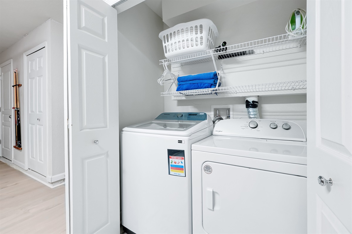 Washer and Dryer in game room area
