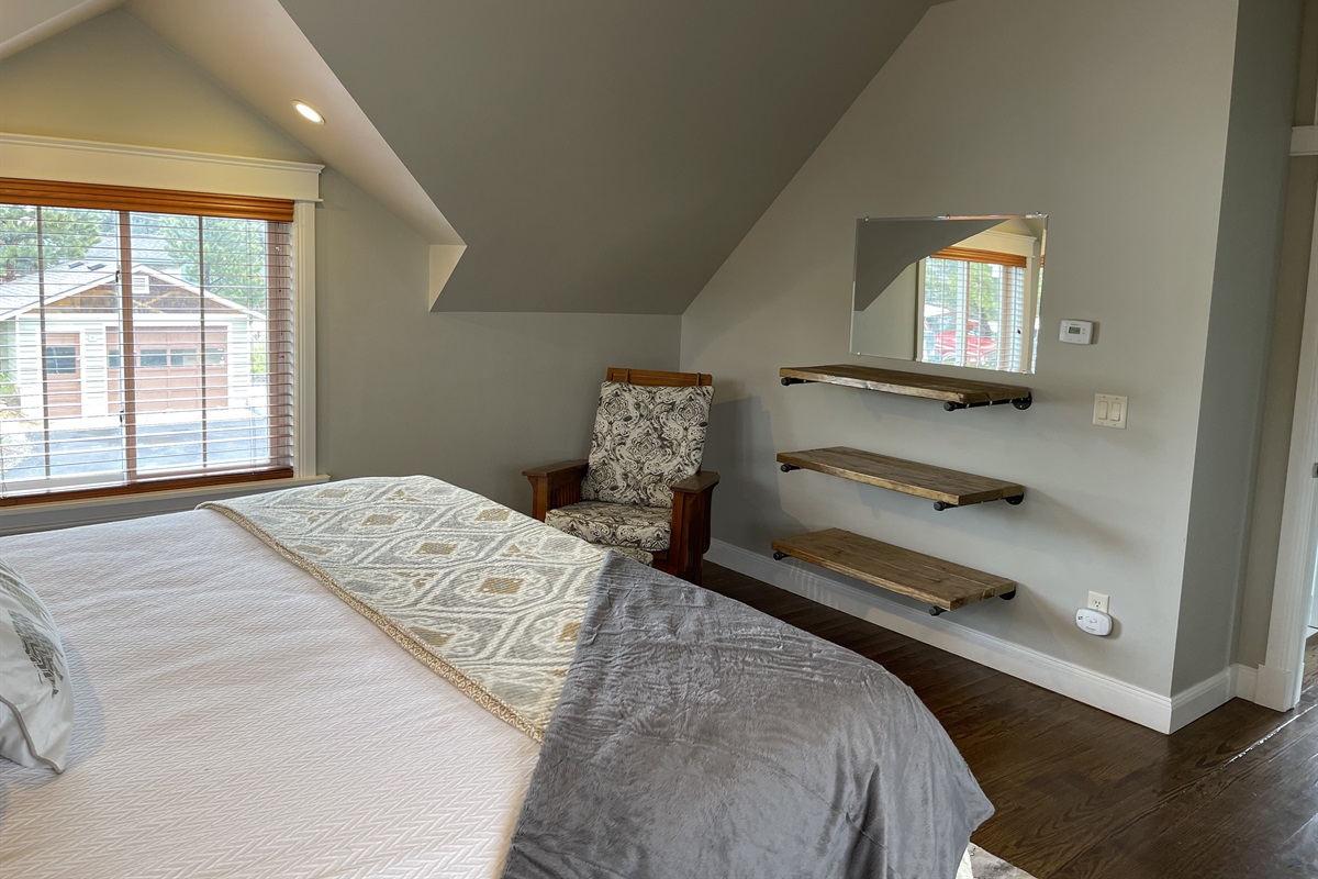 Shelves in second floor bedroom and our favorite glider!